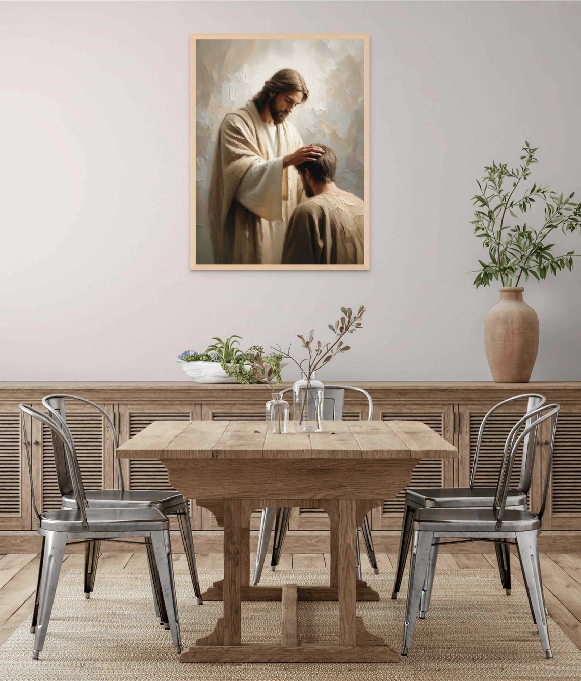Jesus Laying Hand On Kneeling Man's Head In Blessing Christian Poster - Image 7