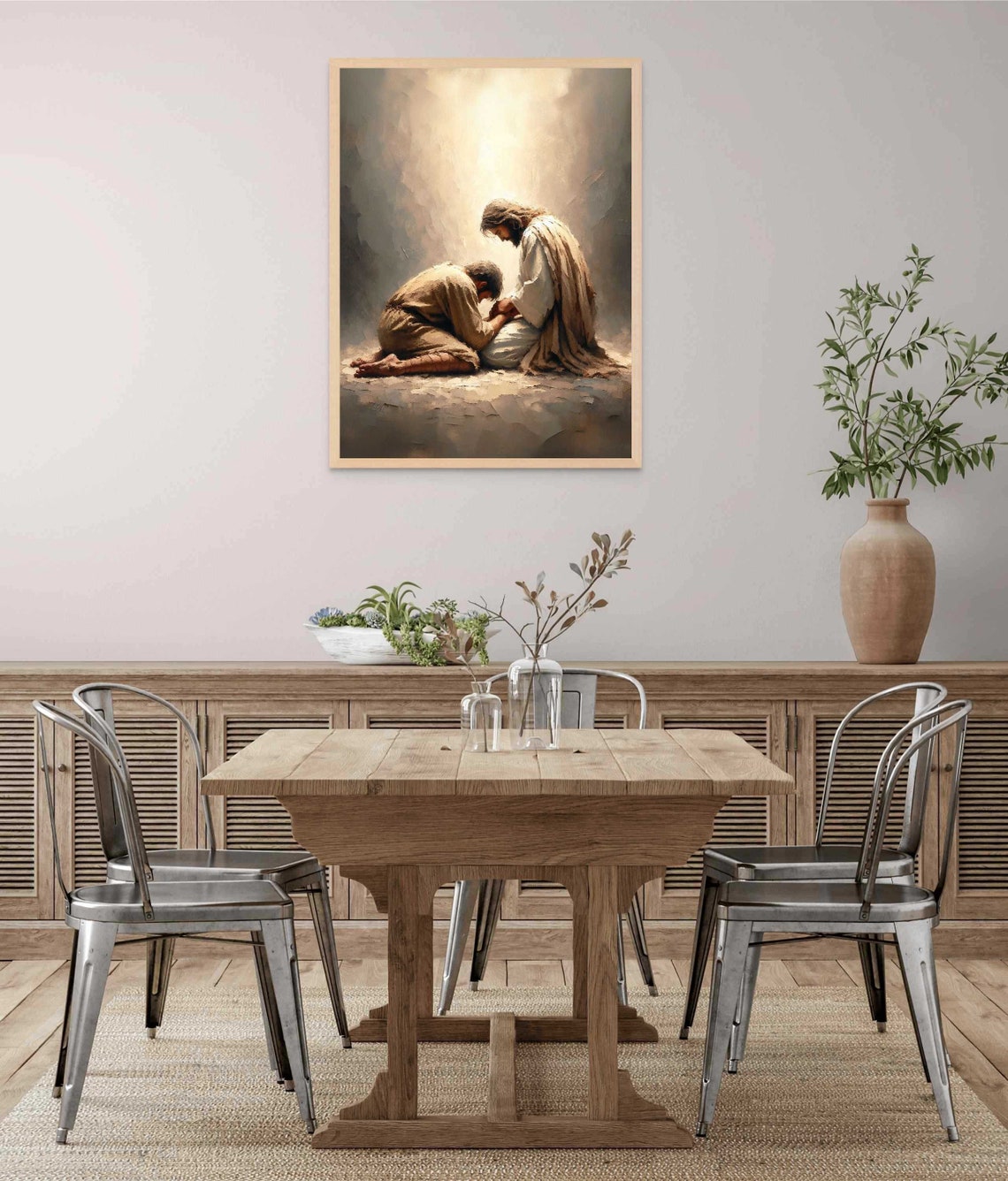 Jesus Comforting Kneeling Man Bowed In Prayer With Gentle Mercy Poster - Image 5