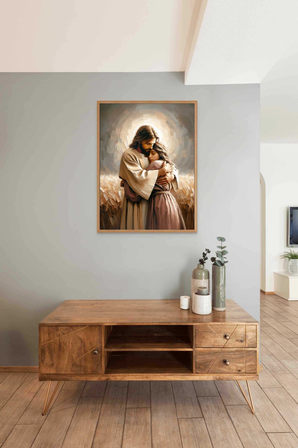 Healing Touch Christian Art Jesus Hugging A Woman Jesus Art Lds Art Bible Print Jesus And Girl Art Christian Art Jesus Png - Image 3