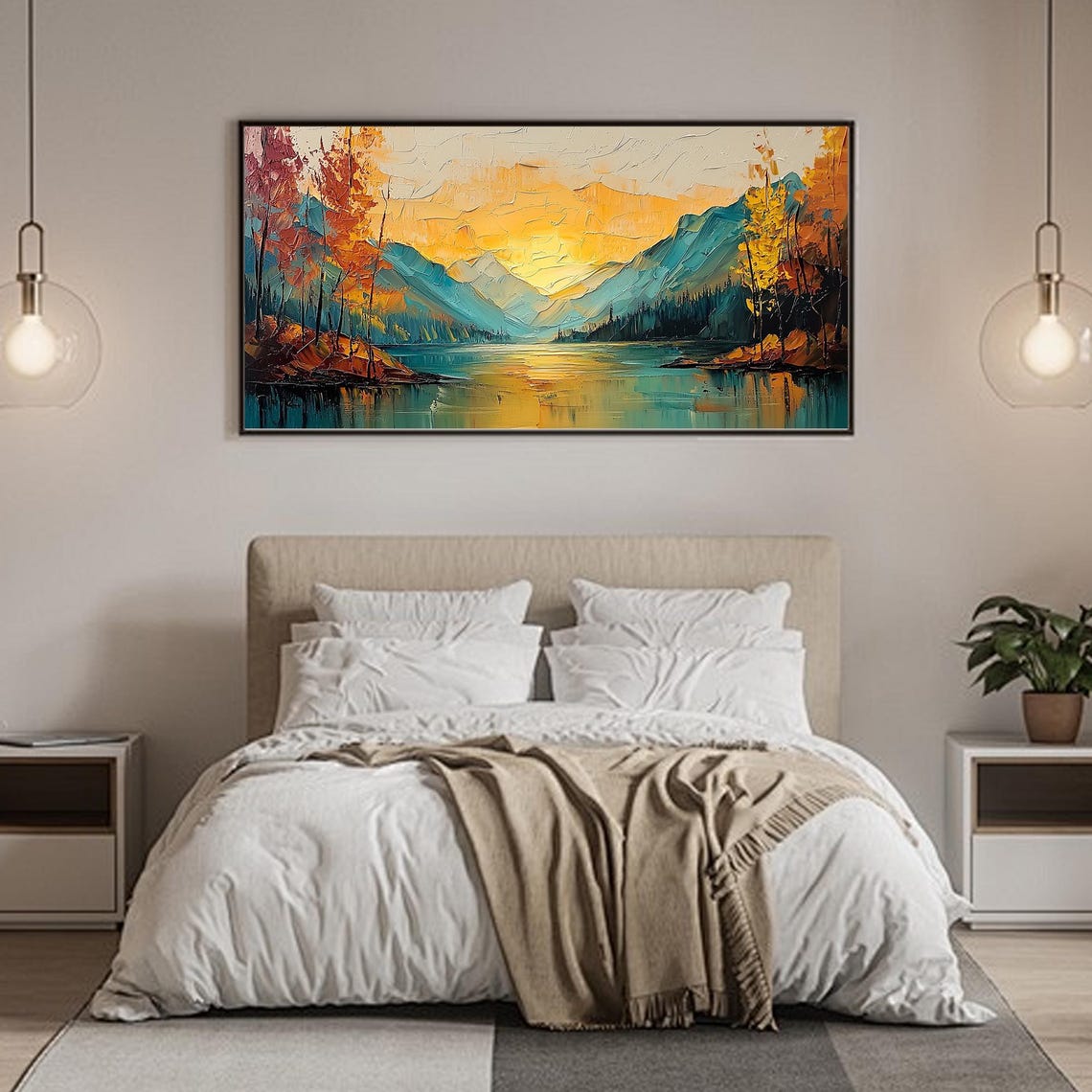 Golden Sunset Illuminating a Serene Autumn Mountain Lake Poster - Image 2