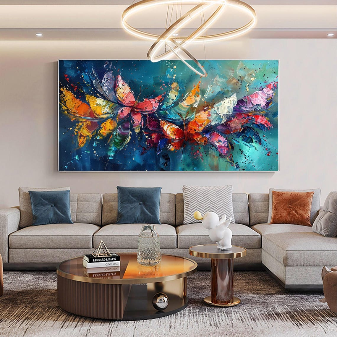 Colorful Abstract Butterfly Wings Textured Impasto Oil Poster - Image 5