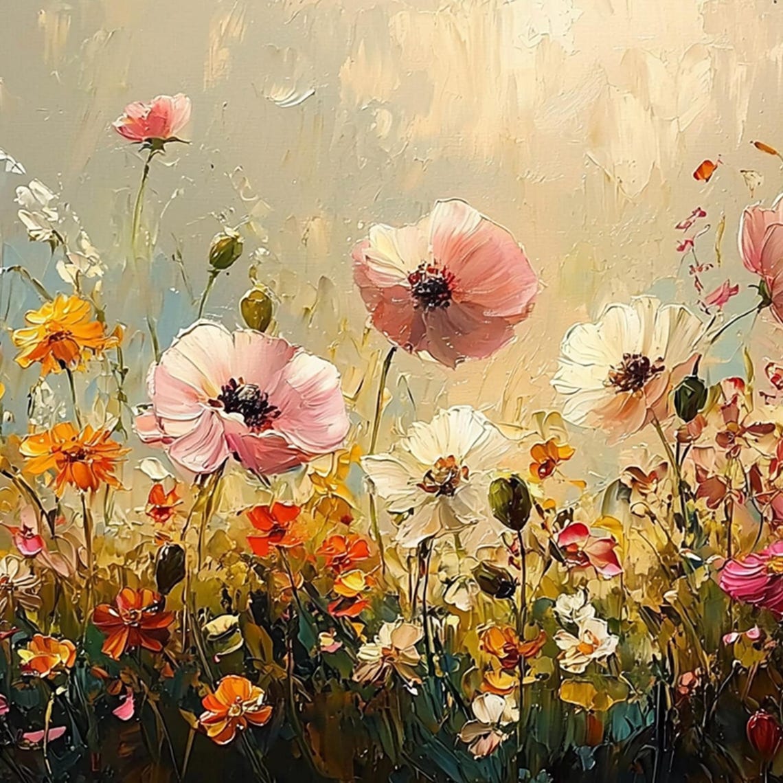 Sunlit Wildflower Meadow Filled With Poppies and Wild Blooms Poster - Image 5