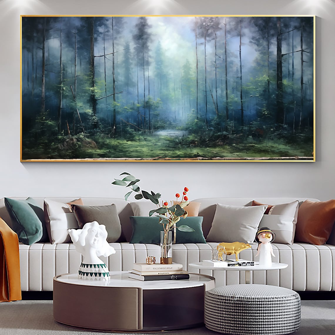 Abstract Forest Oil Painting Art Print, Living Room Decor - Image 5