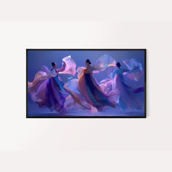 Korean Shaman Inspired Abstract Art For Frame Tv Fuchsia And Pink Colors