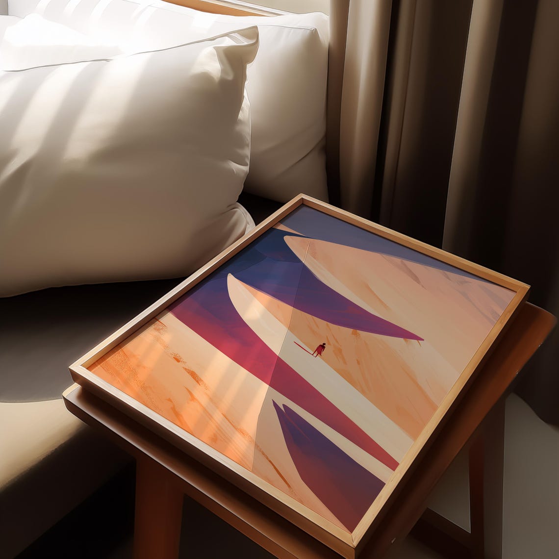 Lone Figure Abstract Desert Dunes Flow Warm Minimal Art Poster - Image 4