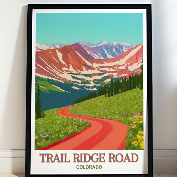 Trail Ridge Road Colorado Wildflower Meadow Road Travel Poster
