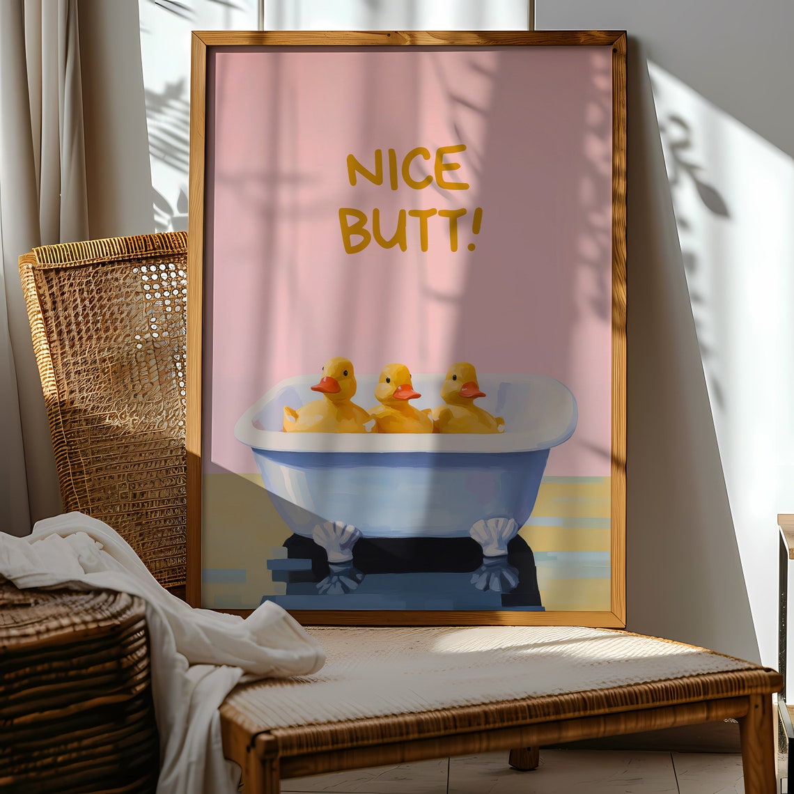 Get Naked Ducklings Bubble Bath Funny Bathroom Wall Decor Poster - Image 2