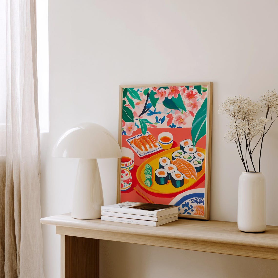 Japanese Sushi Spread Salmon Red Asian Kitchen Food Art Poster - Image 3