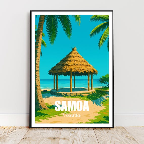 Travel Wall Poster Samoa Polynesia Oceania Pacific Ocean Modern Art Vintage Gift Print