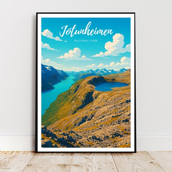 Jotunheimen National Park Norway Mountain Lakes Travel Poster