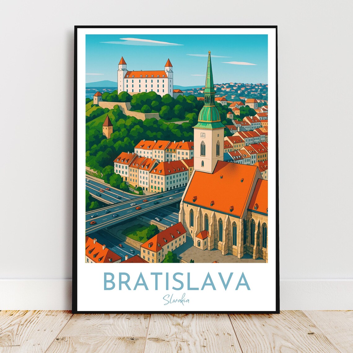 Historic Bratislava Slovakia Castle Cathedral Old Town Travel Poster