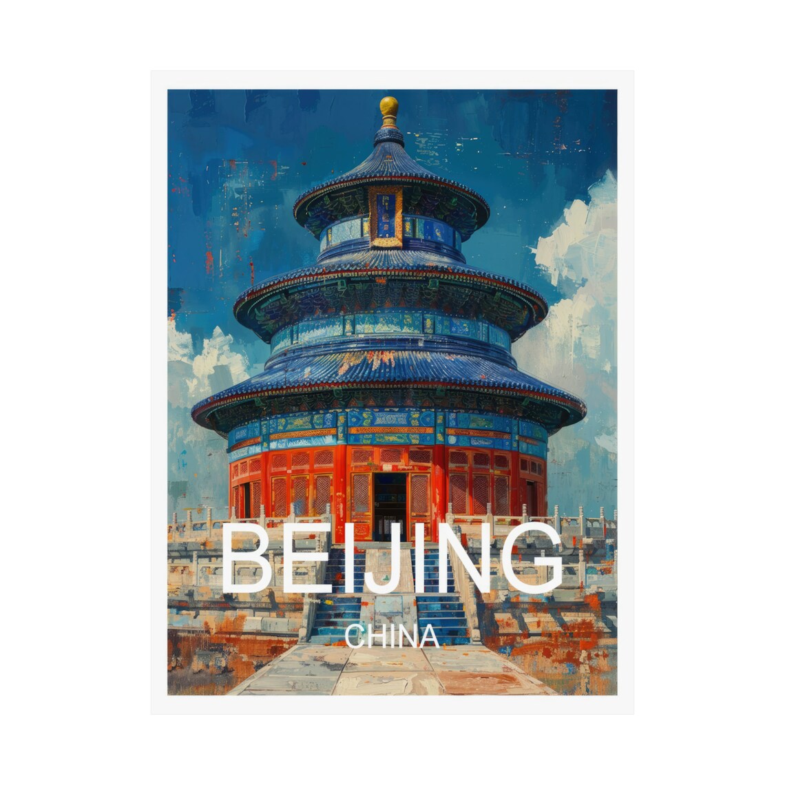 Beijing China Temple of Heaven Blue Tile Roof Daytime Travel Poster - Image 3