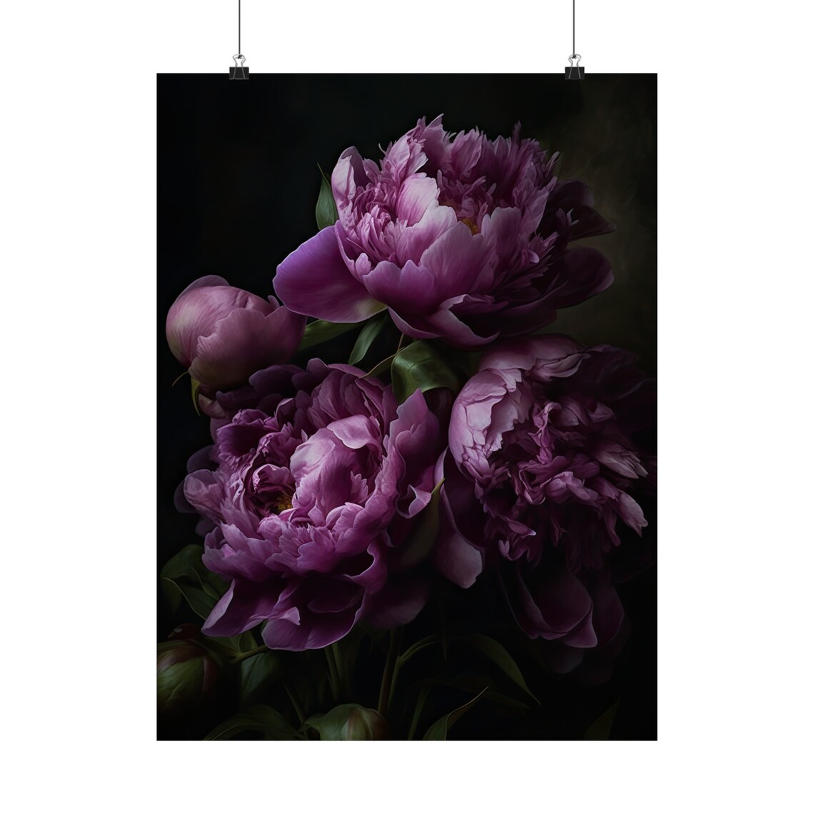 Purple Peony Blooms Velvet Petals Dark Moody Floral Art Print - Image 5
