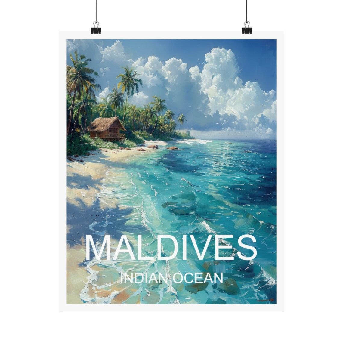 Maldives Indian Ocean Tropical Beach Palms Turquoise Sea Travel Poster - Image 4