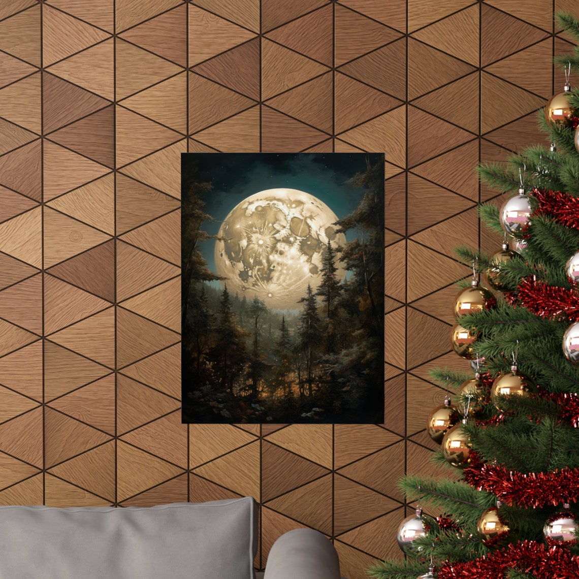 Moon Art Print Dark Academia Art Dark Cottagecore Art Witch Room Dcor Moon Wall Art Gothic Wall Art Moody Wall Art Celestial Art - Image 3