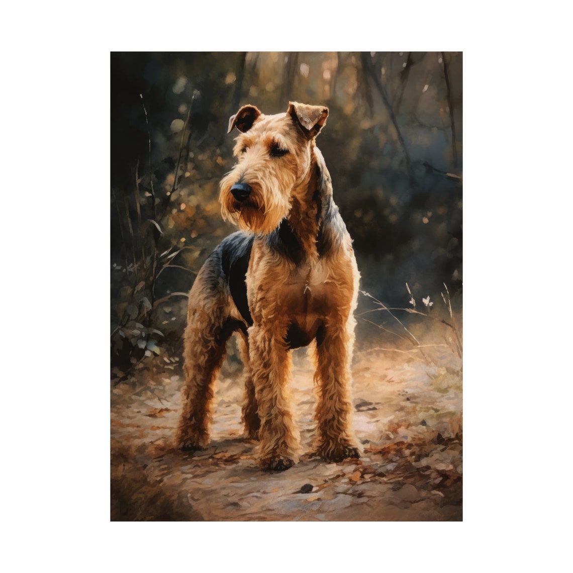 Welsh Terrier Standing Watercolor Portrait Breed Dog Lover Poster - Image 4