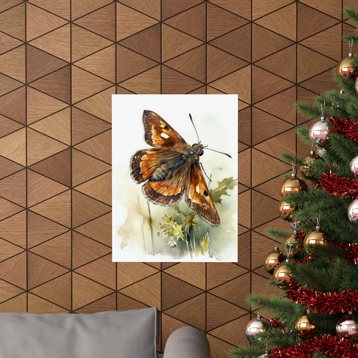 Skipper Butterfly Watercolor Brown Moth Grass Meadow Insect Art Print - Image 3