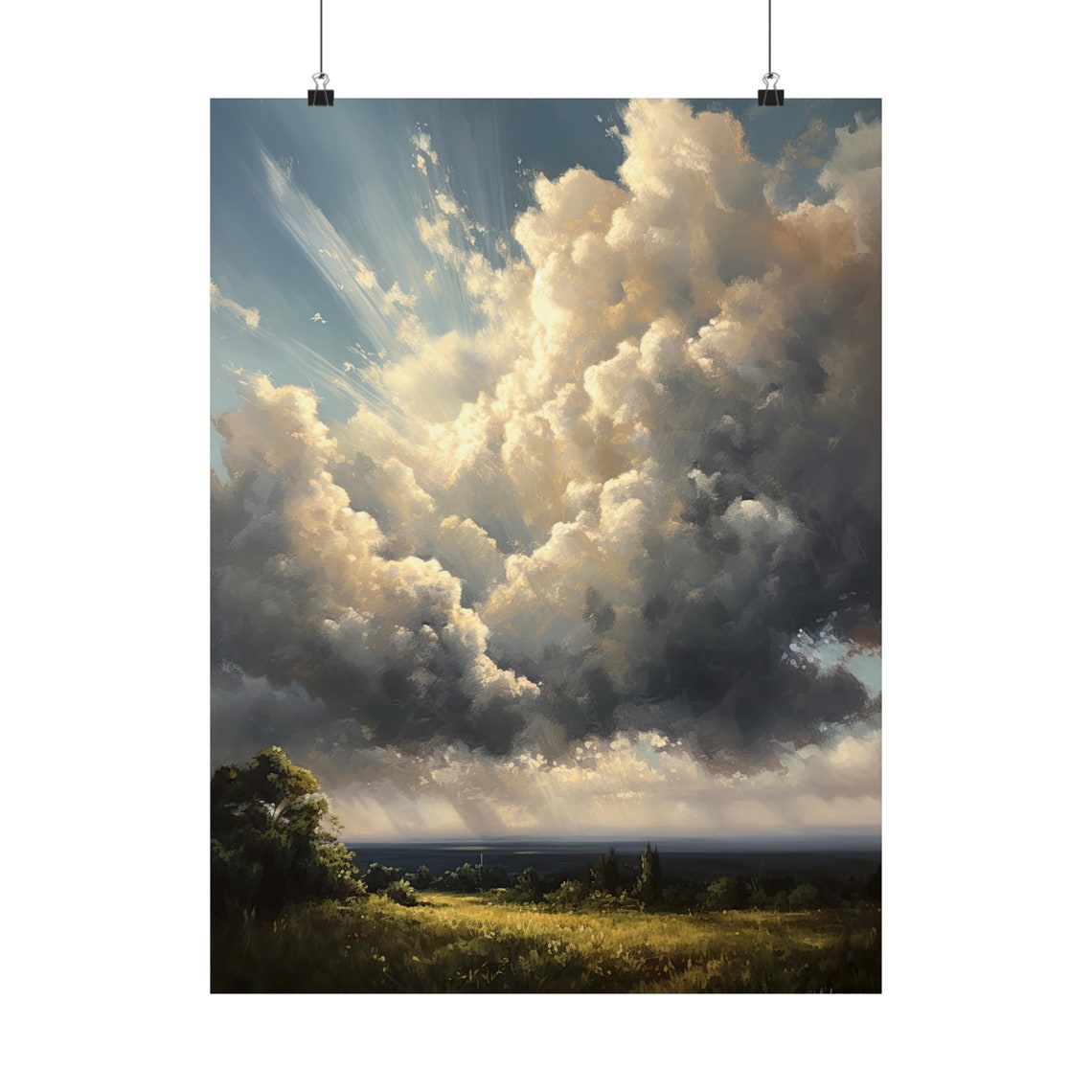 Moody Clouds Art Print Sky Painting Stormy Cloud Art Moody Sky Print Cloud Artwork Stormy Sky Poster Stormy Weather Cloudy Sky - Image 5