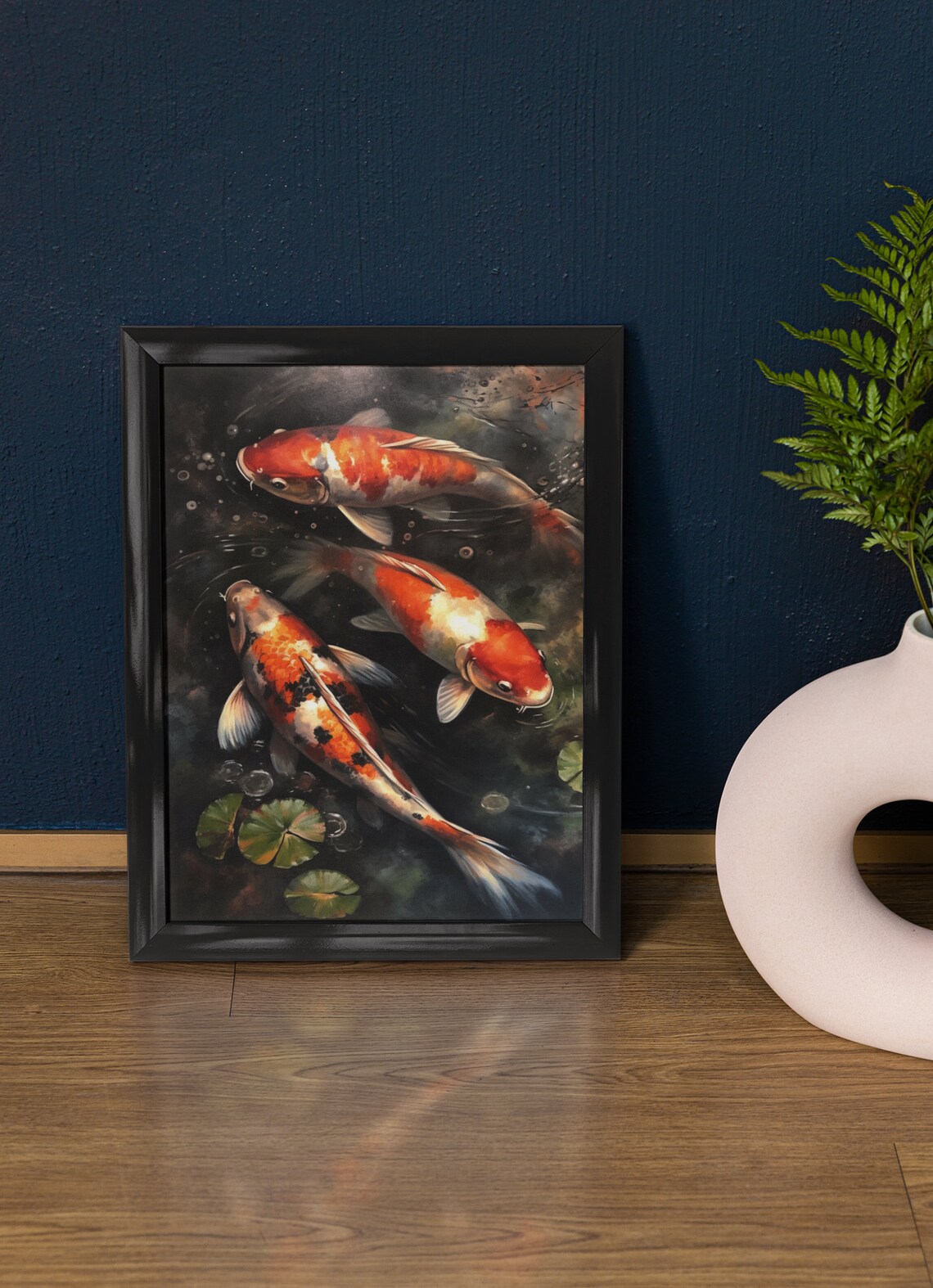 Koi Fish Art Print Koi Pond Painting Koi Wall Art Koi Fish Painting Feng Shui Wall Art Japanese Inspired Art Japanese Poster Zen Art