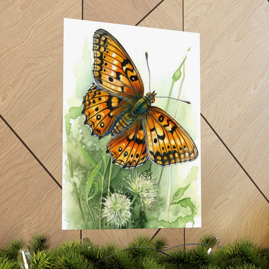 Fritillary Butterfly Orange Black Spotted Meadow Watercolor Wall Art - Image 2