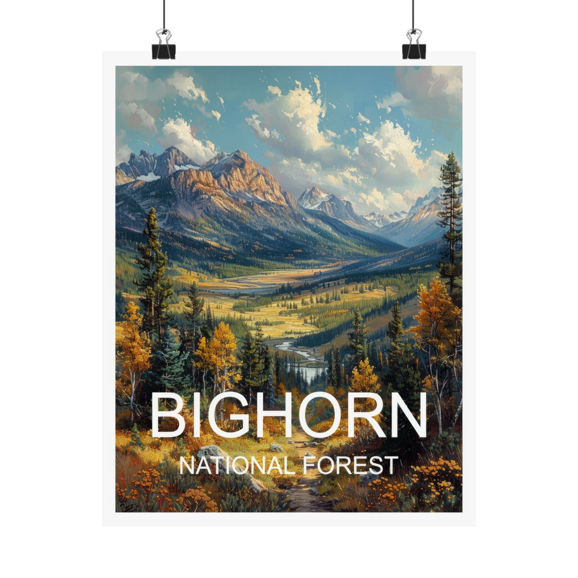 Bighorn National Forest Golden Autumn Valley Mountain View Poster - Image 4