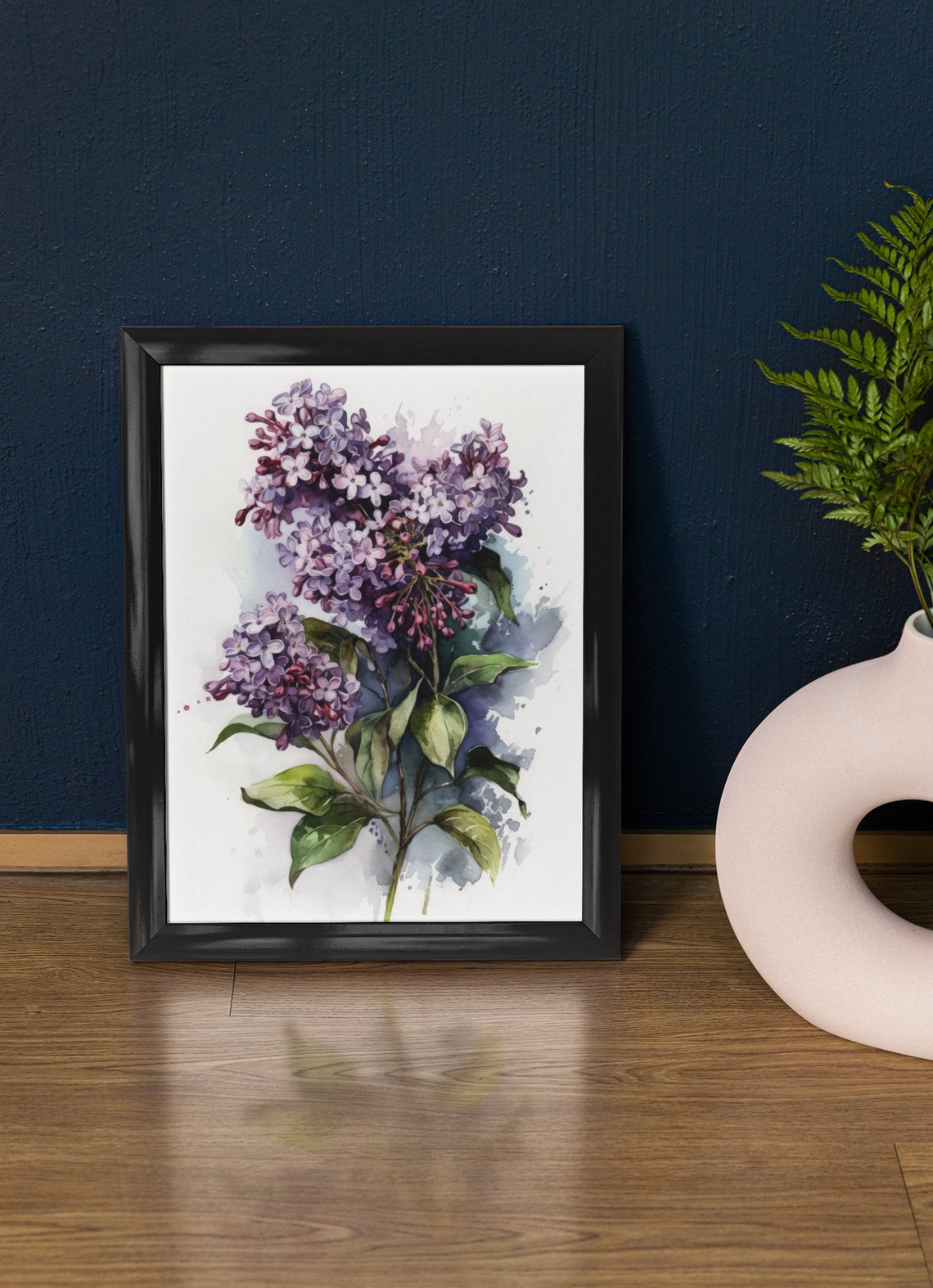 Fragrant Purple Lilac Sprigs Watercolor Botanical Floral Poster