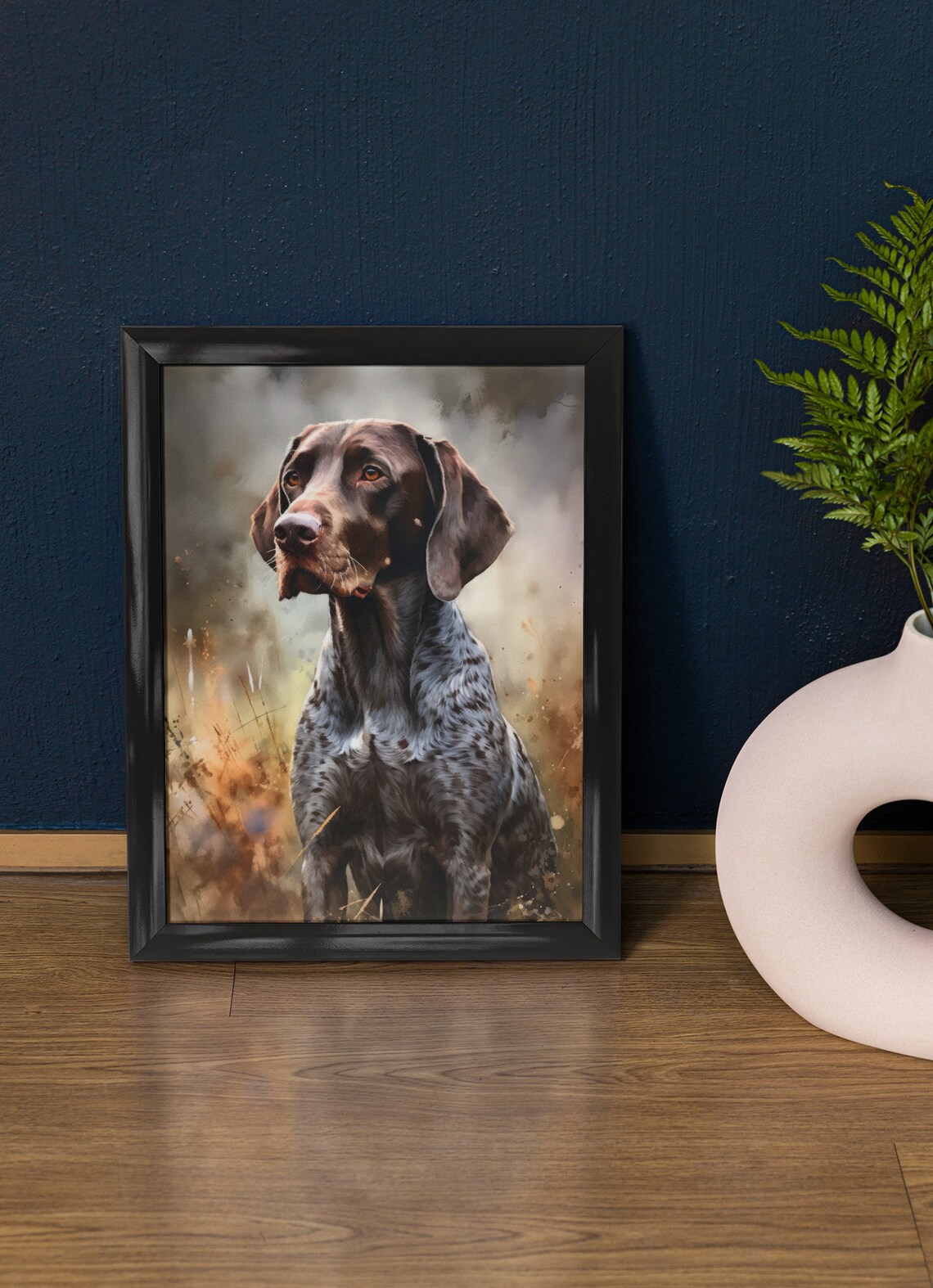German Shorthaired Pointer Dog Watercolor Portrait Field Poster