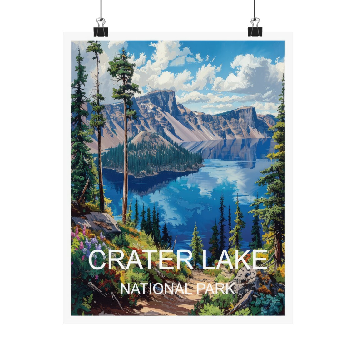 Crater Lake National Park Blue Lake Wizard Island View Poster - Image 4