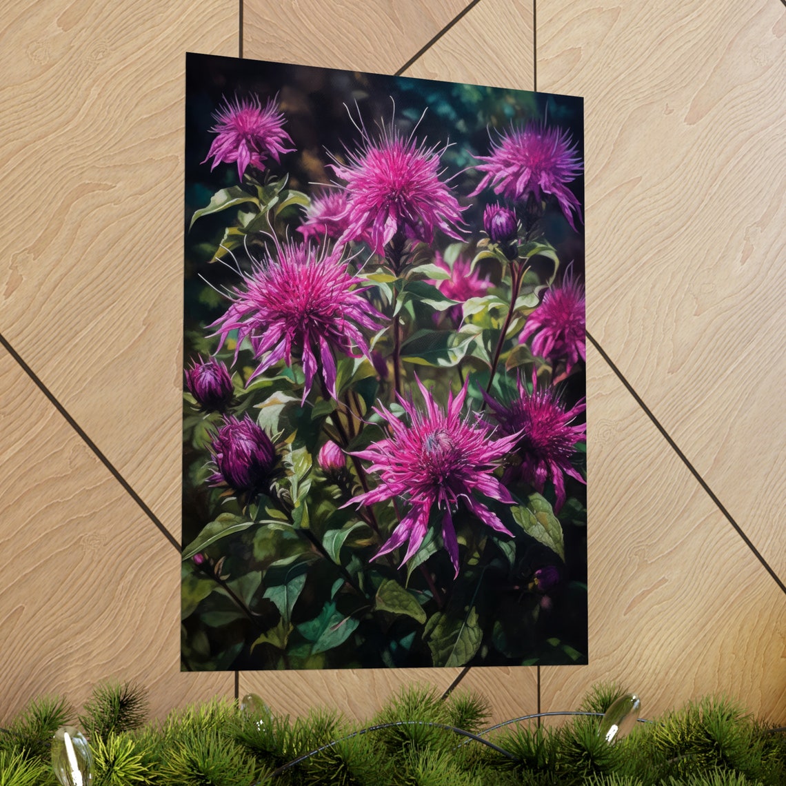 Purple Bee Balm Flower Art Print Flower Painting Flower Dcor Floral Art Print Floral Wall Art Painting Floral Artwork Botanical Print - Image 2