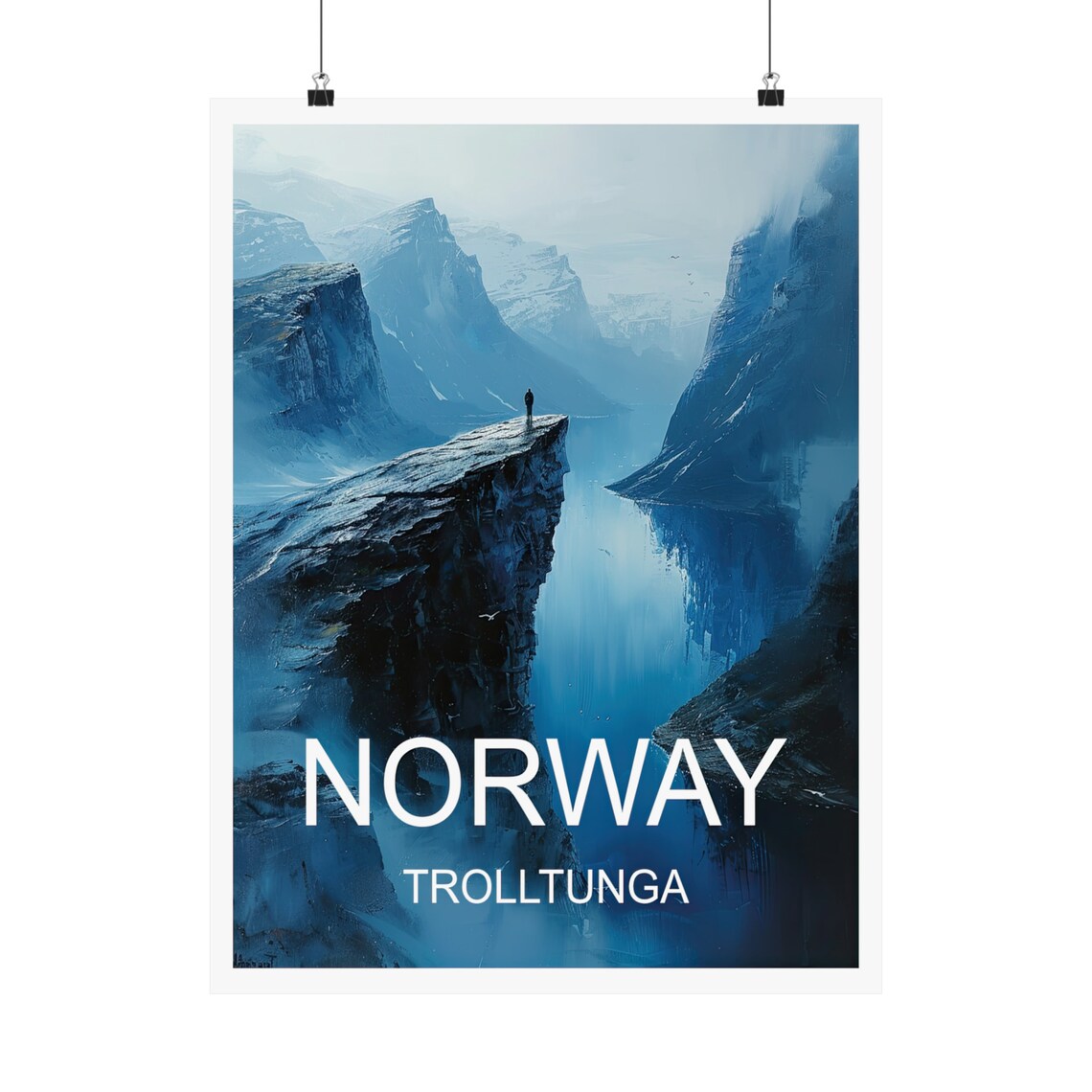 Norway Trolltunga Cliff Fjord Misty Blue Mountain View Travel Poster - Image 5