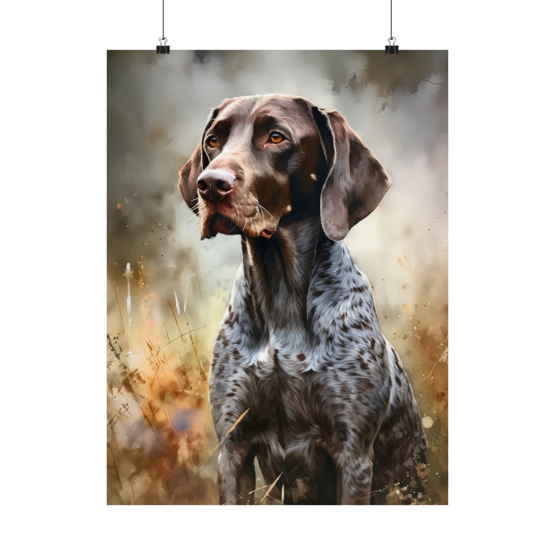 German Shorthaired Pointer Dog Watercolor Portrait Field Poster - Image 5