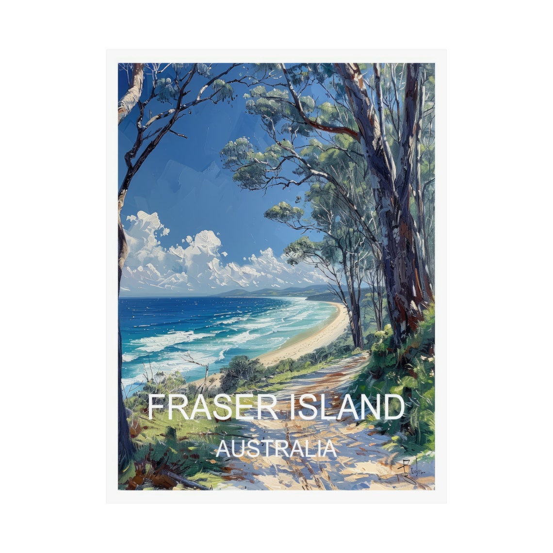 Fraser Island Australia Travel Poster Landscape Poster Art Travel Art Travel Art Poster Travel Wall Art Travel Artwork Australia Print - Image 3