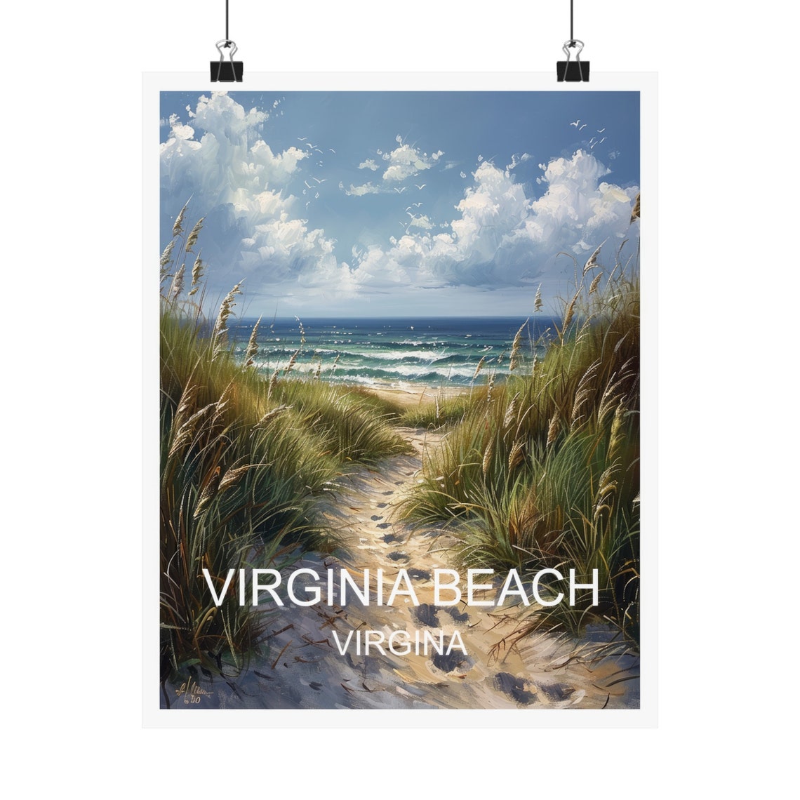 Virginia Beach Ocean Dunes Sandy Path Coastal Travel Poster Elegant - Image 4