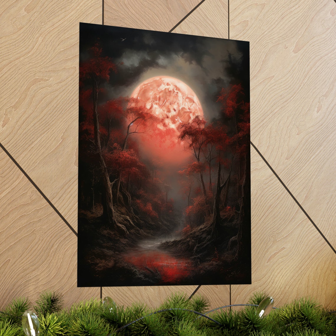Moon Art Print Dark Academia Art Dark Cottagecore Art Witch Room Dcor Moon Wall Art Gothic Wall Art Moody Wall Art Celestial Art - Image 2