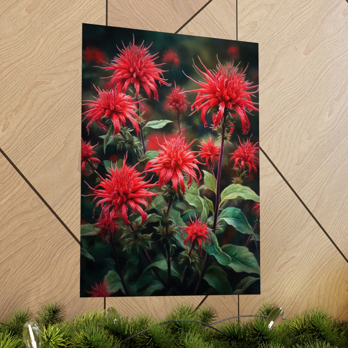 Red Bee Balm Flower Art Print Flower Painting Flower Dcor Floral Art Print Floral Wall Art Painting Floral Artwork Botanical Print - Image 2