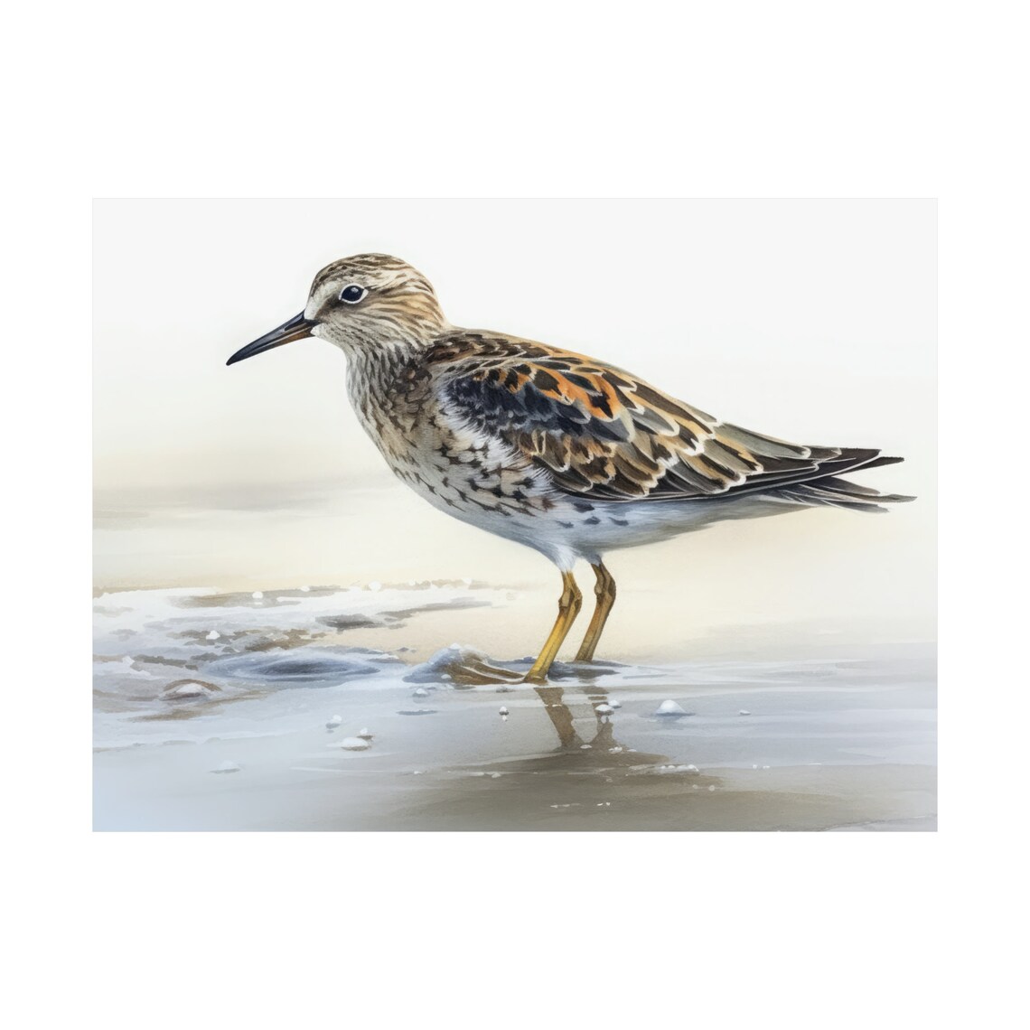 Pectoral Sandpiper Wading Shorebird Watercolor Beach Bird Art Print - Image 4