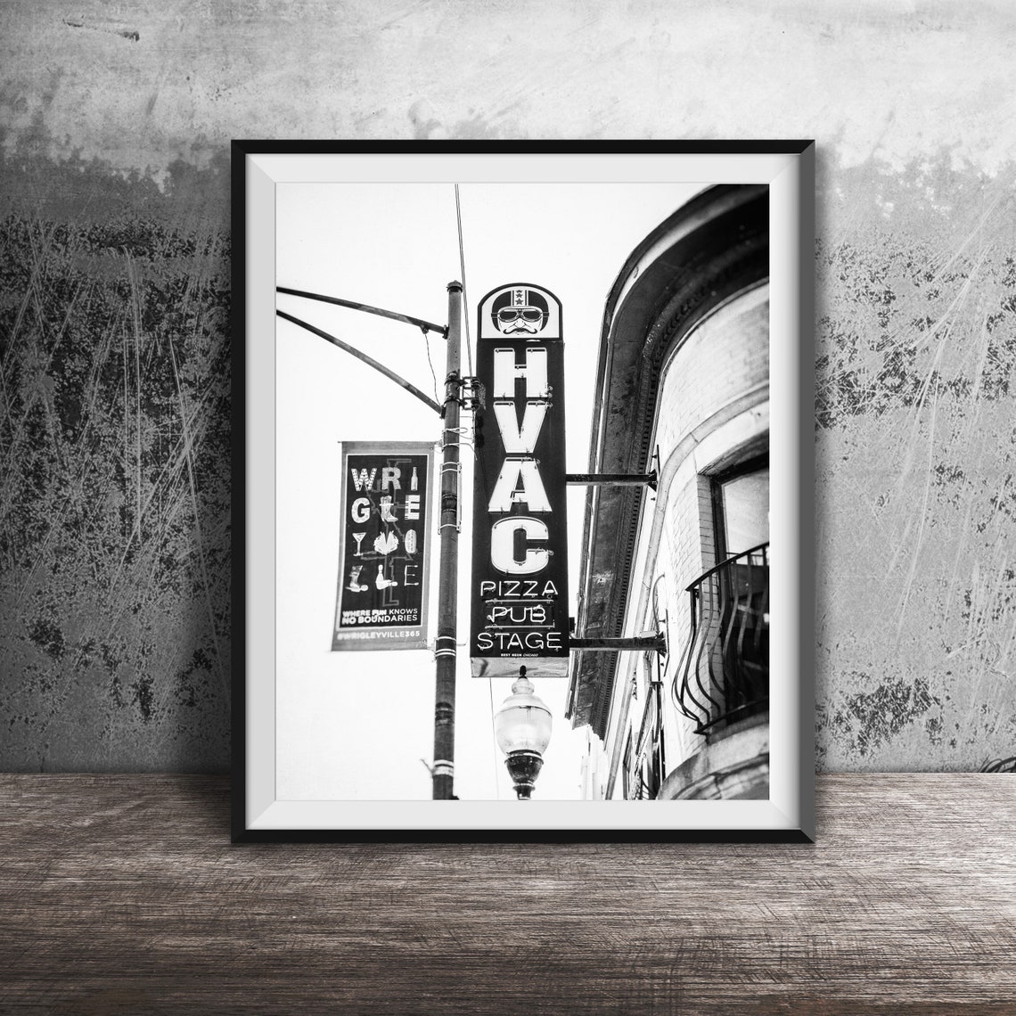 HVAC Pizza Pub Stage Wrigleyville Chicago Vertical Neon Sign Poster - Image 2