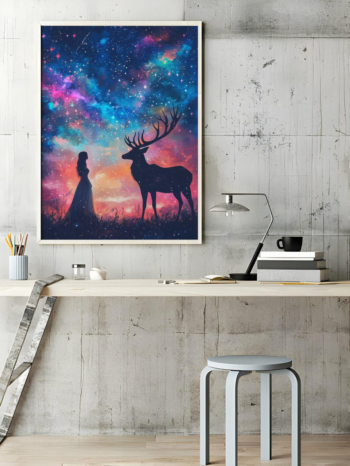 Enchanted Nightfall Deer Art Print - Image 3