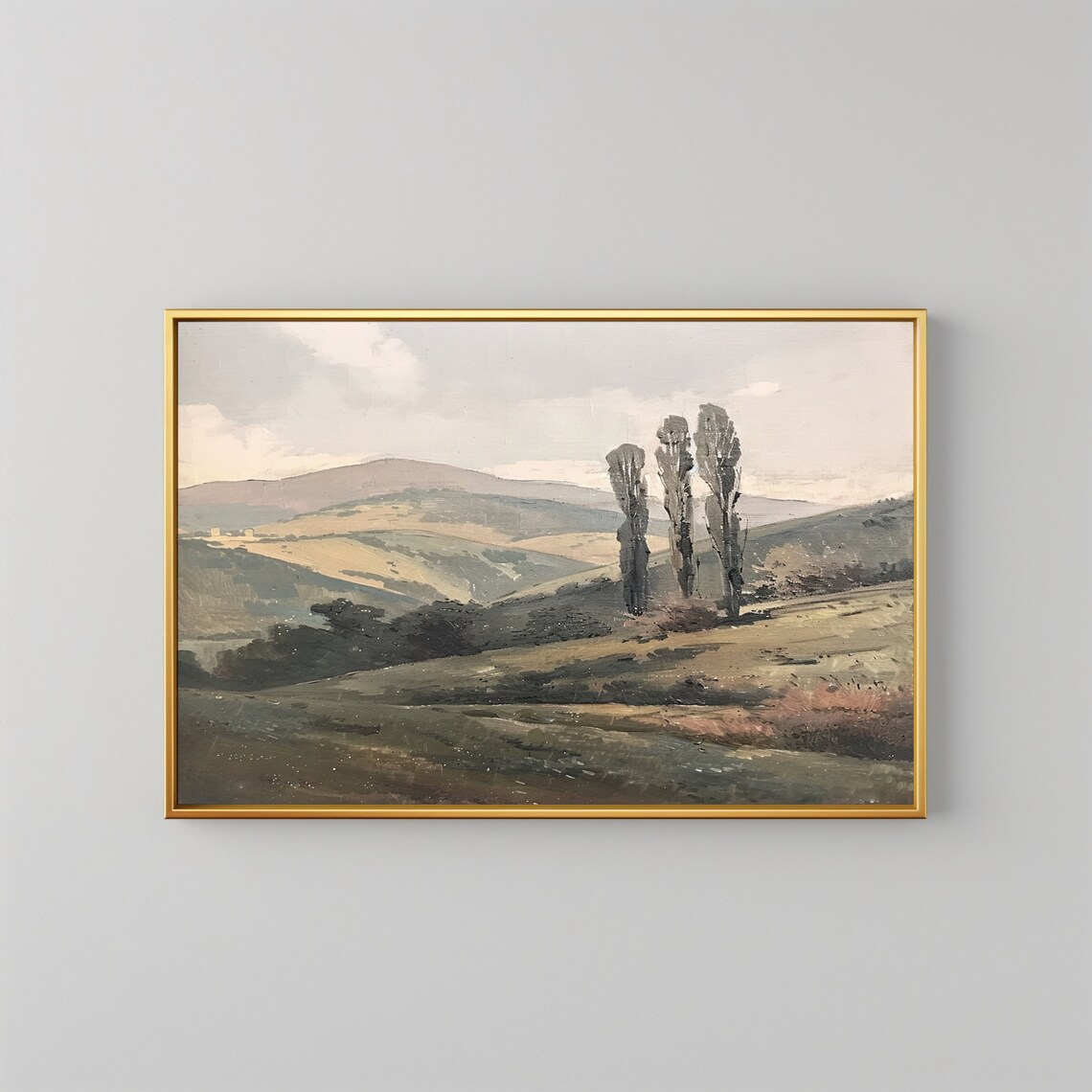Antique Vintage Landscape Scenary Painting Tree Print Rustic Wall Decor Farmhouse Wall Art Art - Image 2