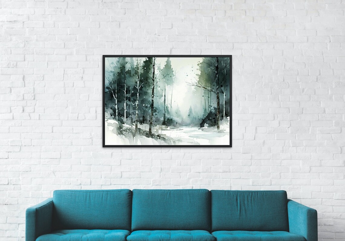 Winter Trees, Vertical Winter Landscape Art Print - Image 3