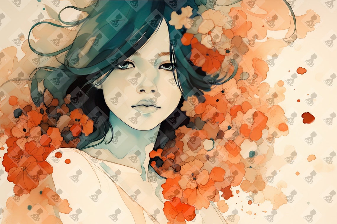 Sensual Watercolor Prints Of Beautiful Women And Flowers Botanical Art Feminine Home Decor Sexy Floral Wall Art Tranquil Images - Image 2