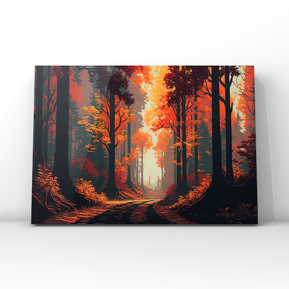 Nice Forest Flat Design Fall Art Print