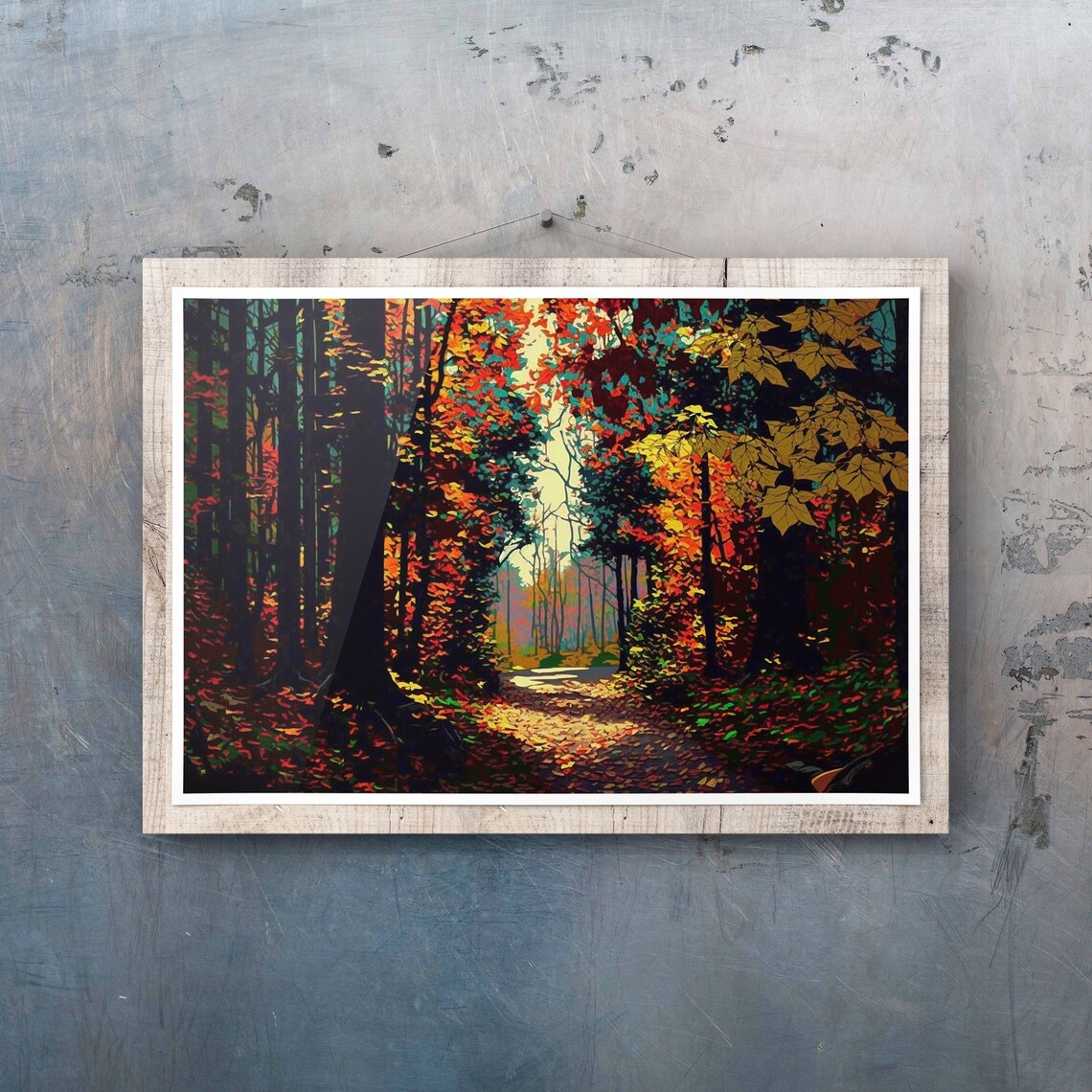 Cool Forest Flat Design, Fall Landscape Art - Image 3