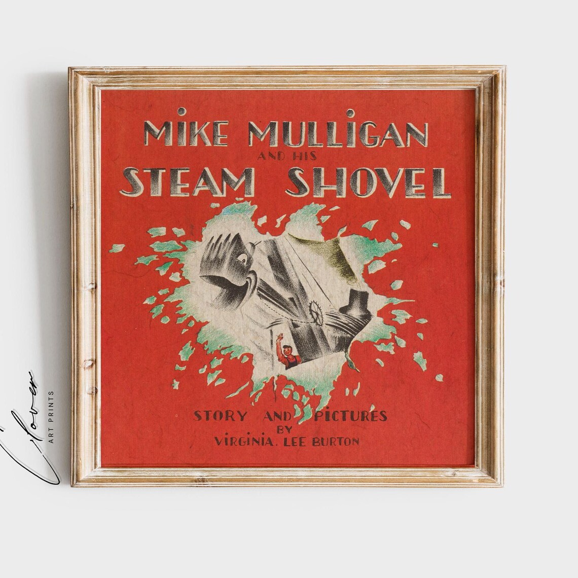 Mike Mulligan and His Steam Shovel Vintage Children Book Cover Print