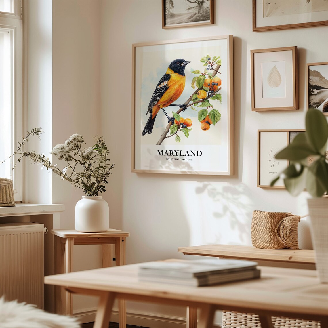 Maryland State Bird Art Print, State Flower Artwork - Image 2