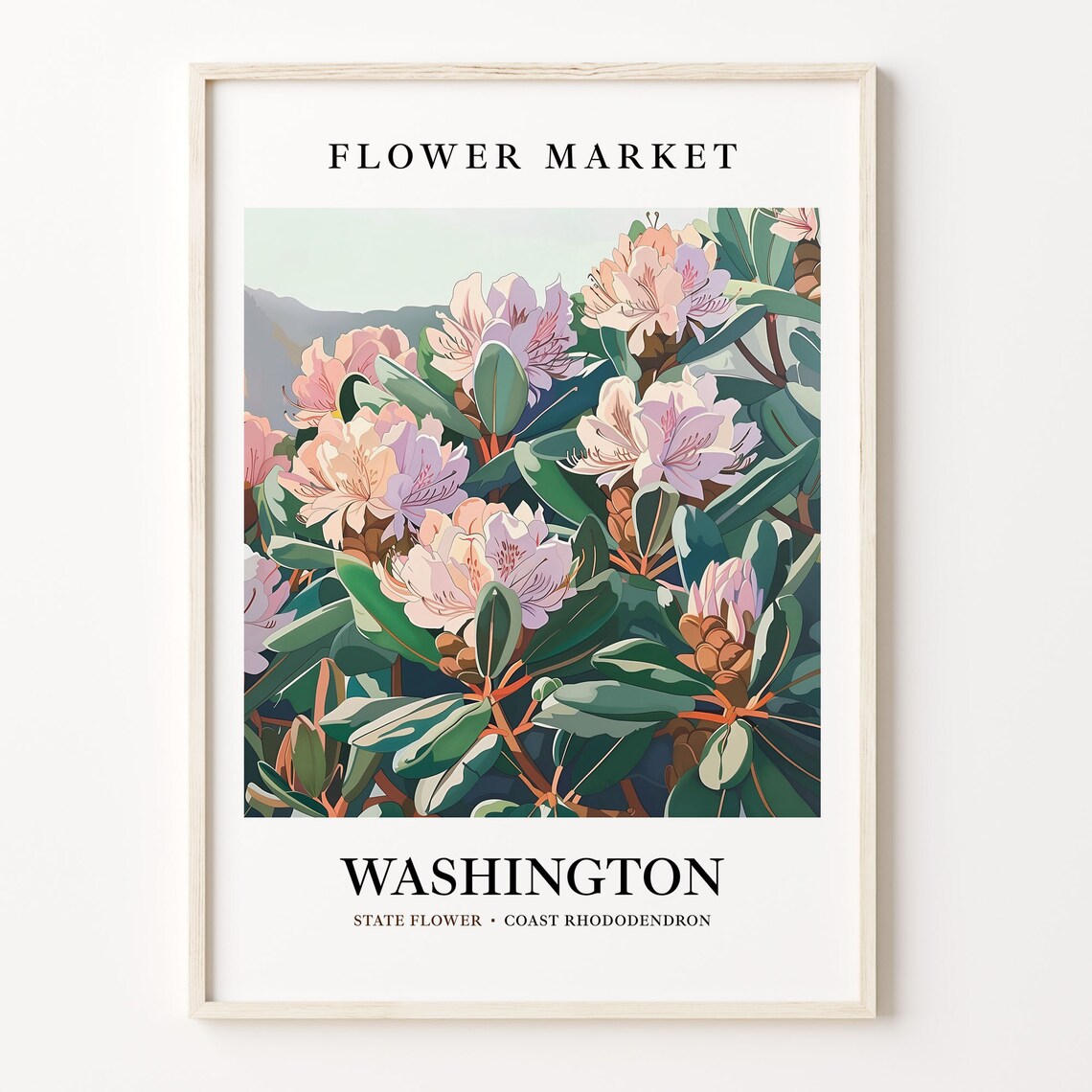 Washington State Flower Art Print, Neutral Botanical