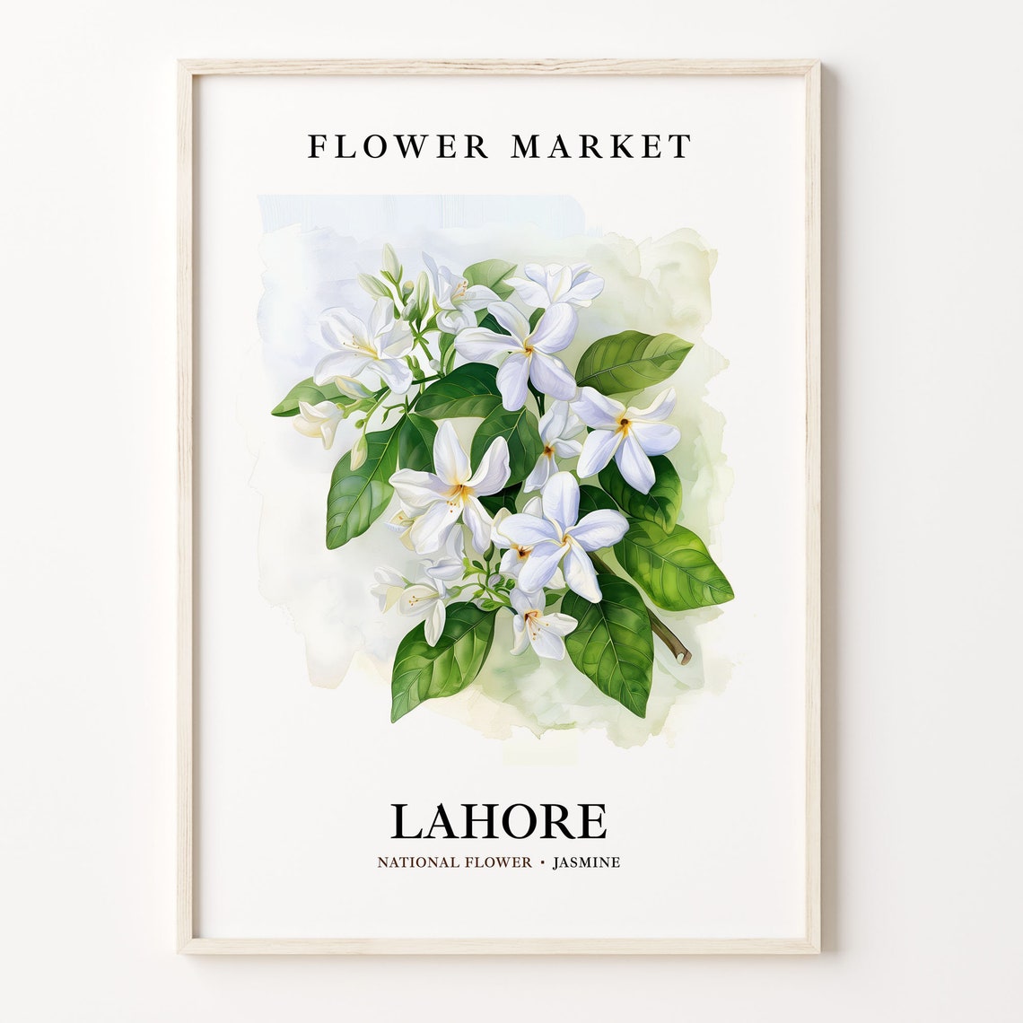Lahore Jasmine National Flower Market Botanical Bloom Art Poster