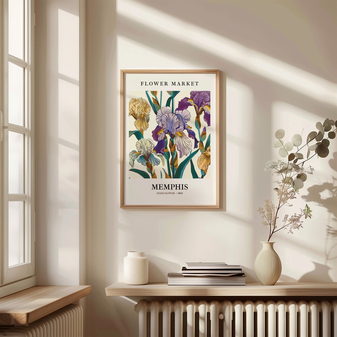 Memphis Tennessee Iris Botanical Flower Market Vintage Poster - Image 3