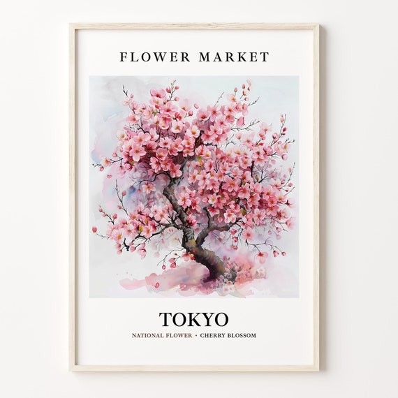 Cherry Blossom Flower Wall Art Tokyo Japan Travel Poster