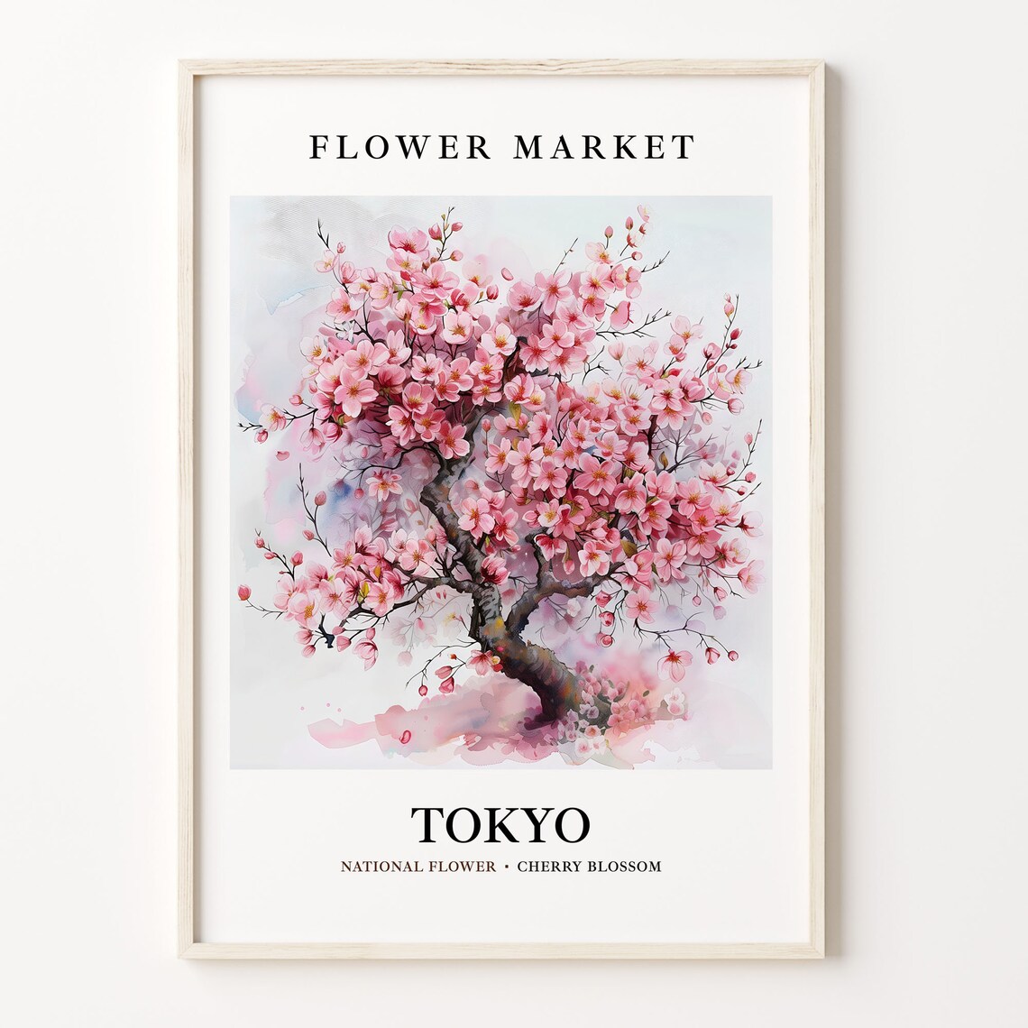 Cherry Blossom Flower Wall Art Tokyo Japan Travel Poster
